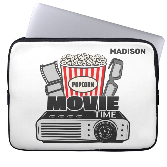 Custom Name Movie Time Laptop Sleeve (Front)