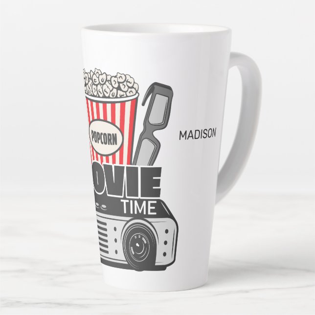 Custom Name Movie Time Latte Mug (Right Angle)