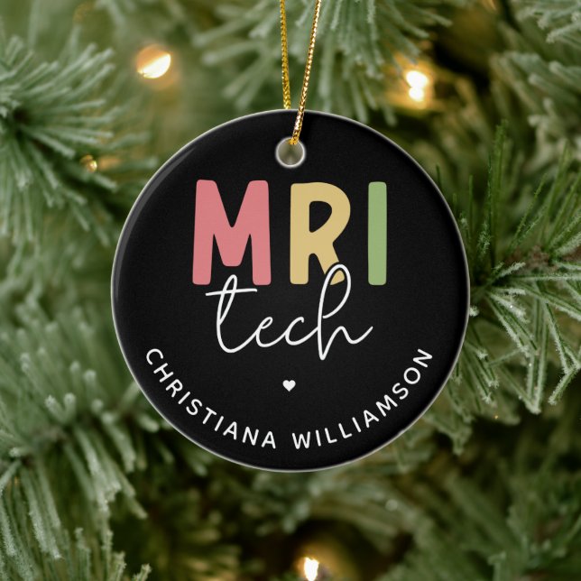 Custom Name MRI Tech | MRI Technologist Gifts Ceramic Ornament (Tree)