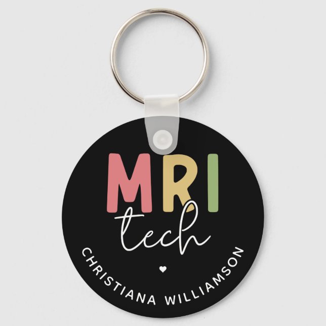 Custom Name MRI Tech | MRI Technologist Gifts Key Ring (Front)