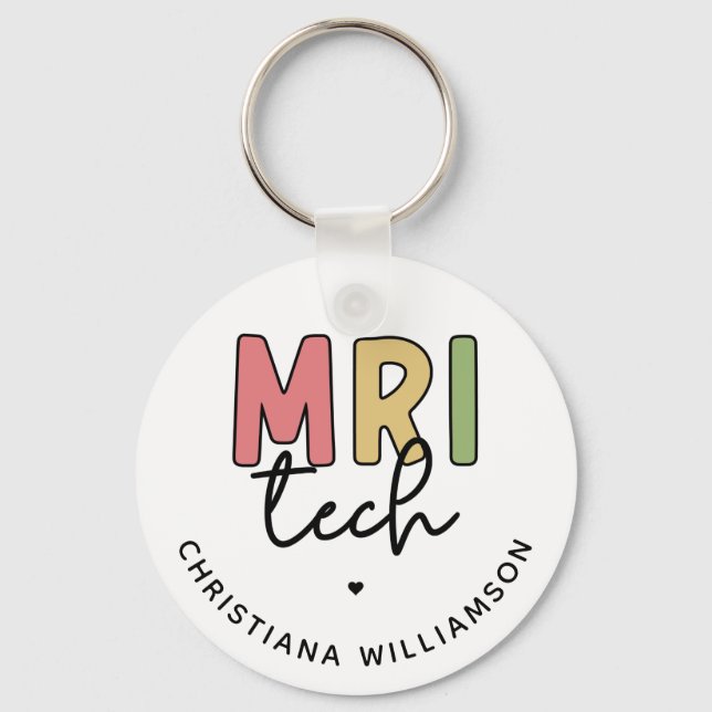 Custom Name MRI Tech | MRI Technologist Gifts Key Ring (Front)