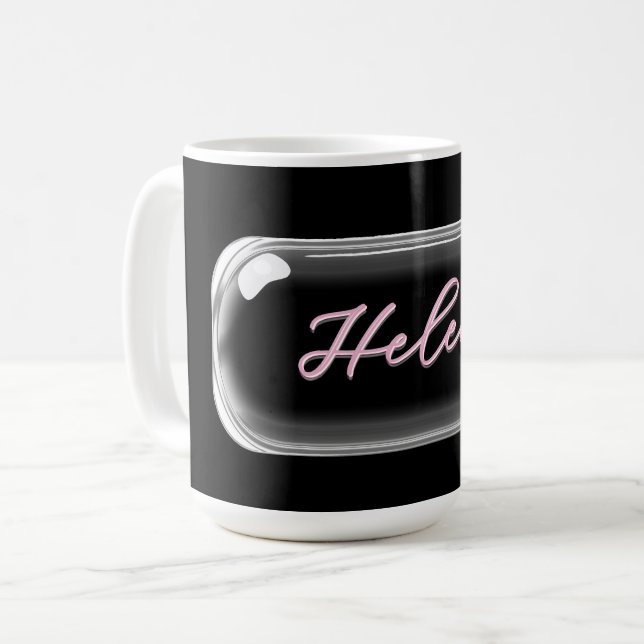 Custom Name Mug – Bright Colourful Glass Lens (Front Left)