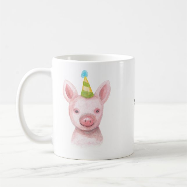 Custom Name Mug Cute Pig Personalised Pig Art Mug (Left)