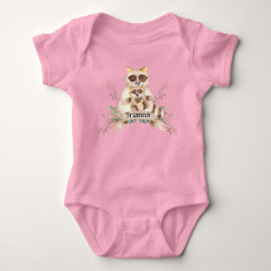 Custom Name Mum and Baby Racoon Baby Bodysuit