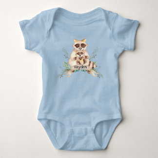 Custom Name Mum and Baby Racoon Baby Bodysuit