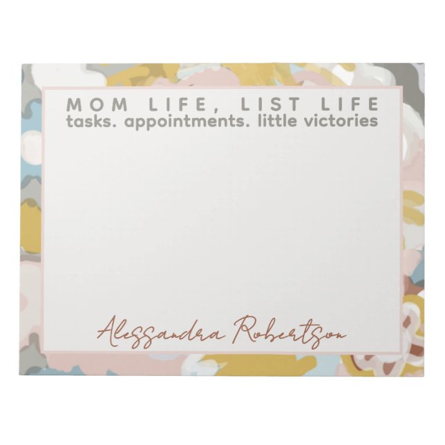 Custom Name Mum Life List Pastel Hand painted  Notepad (Front)
