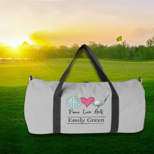 Custom Name Mum Peace Love Golf Woman Golfer  Duffle Bag