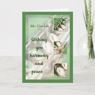 Custom Name, Music Teacher, Christmas, Flute, Band Holiday Card