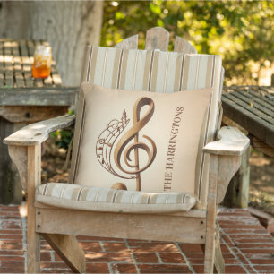 Custom Name Musical Clef Note Cushion