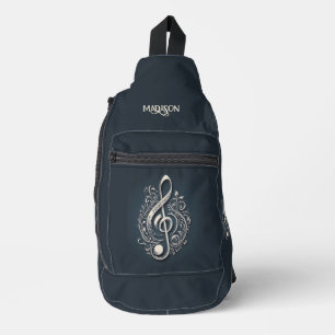 Custom Name Musical Clef Note Sling Bag