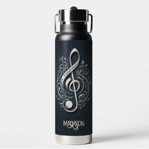 Custom Name Musical Clef Note Water Bottle