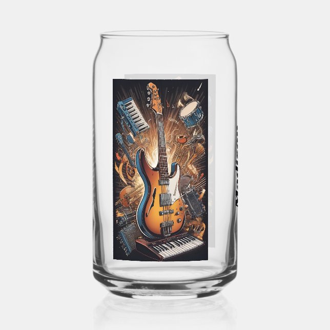 Custom Name Musical Instruments Can Glass (Back)