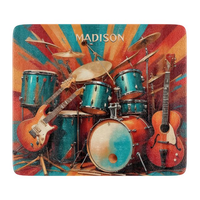 Custom Name Musical Instruments Cutting Board (Front)