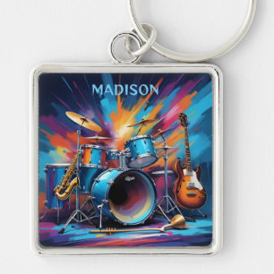 Custom Name Musical Instruments Key Ring