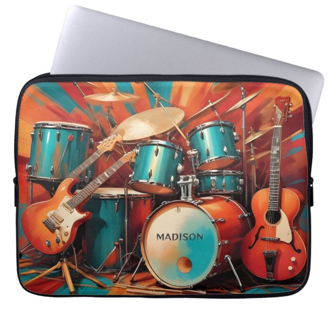 Custom Name Musical Instruments Laptop Sleeve (Front)