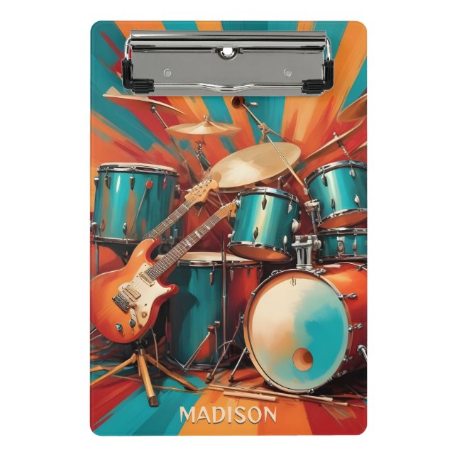 Custom Name Musical Instruments Mini Clipboard (Front)