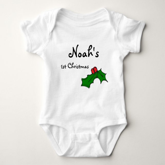 Custom name my first / 1st Christmas Baby Bodysuit (Front)