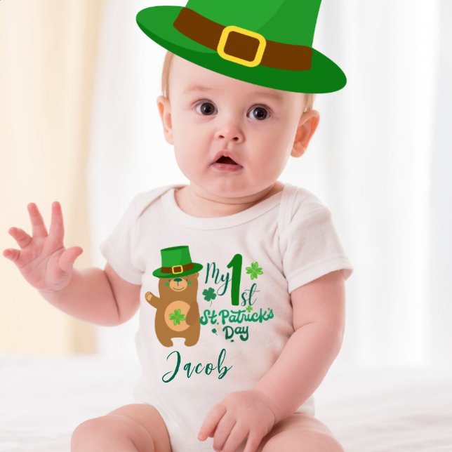 Custom Name My First St. Patrick's Day Shamrock  Baby Bodysuit (Creator Uploaded)