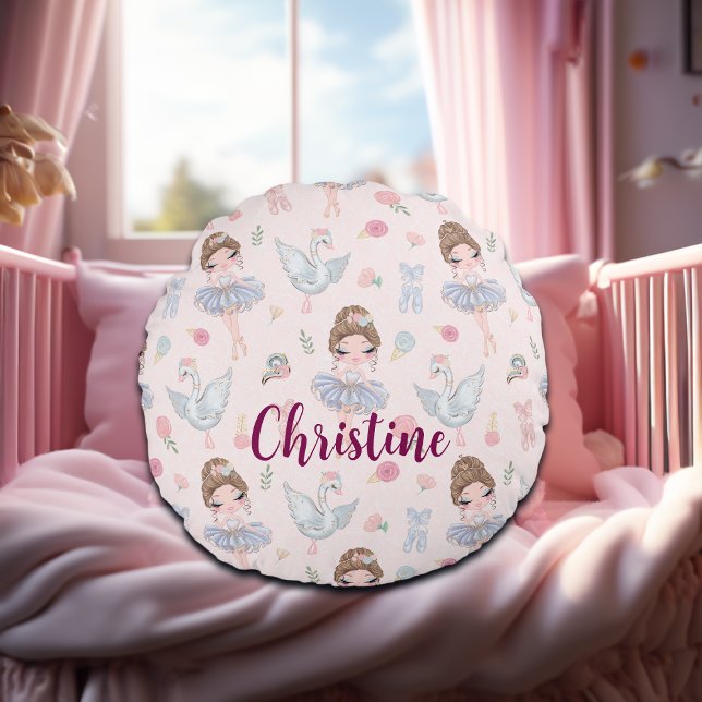 Custom Name My Sweet Ballerina Round Cushion (Creator Uploaded)