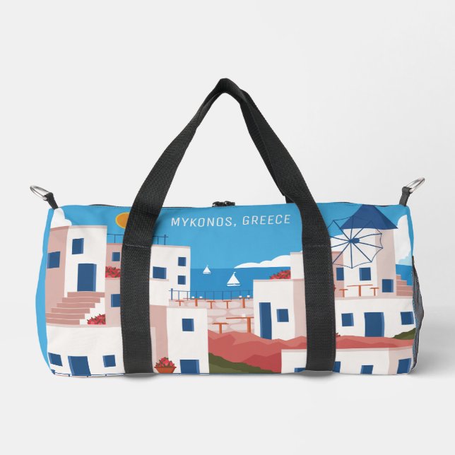 Custom Name Mykonos Greece Duffle Bag (Front)