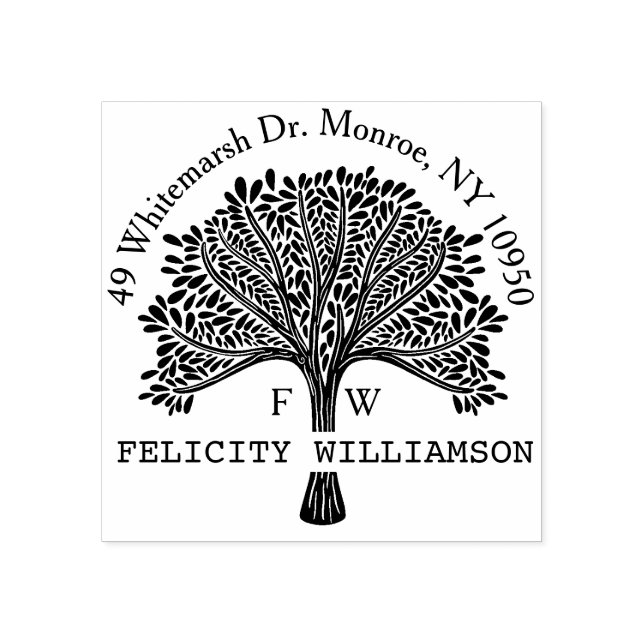 Custom Name Natural Family Tree Return Address Rubber Stamp (Imprint)