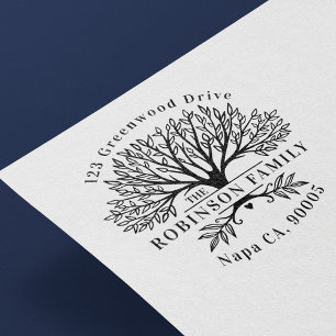 Custom Name Natural Family Tree Return Address Rubber Stamp