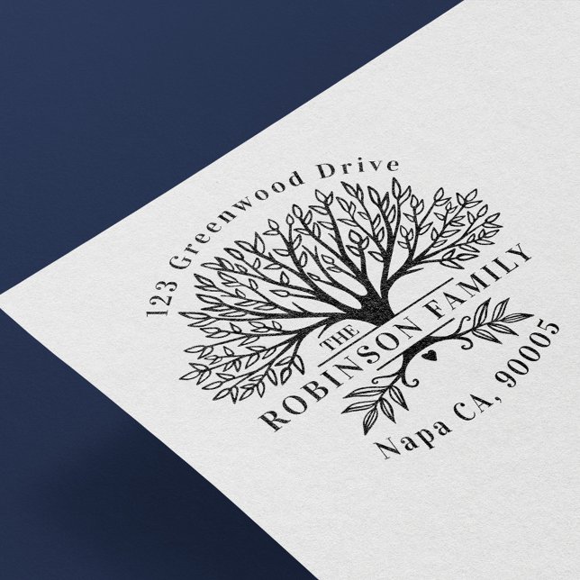 Custom Name Natural Family Tree Return Address Rubber Stamp (Creator Uploaded)