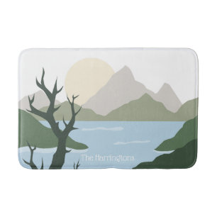 Custom Name Nature Illustration Bath Mat