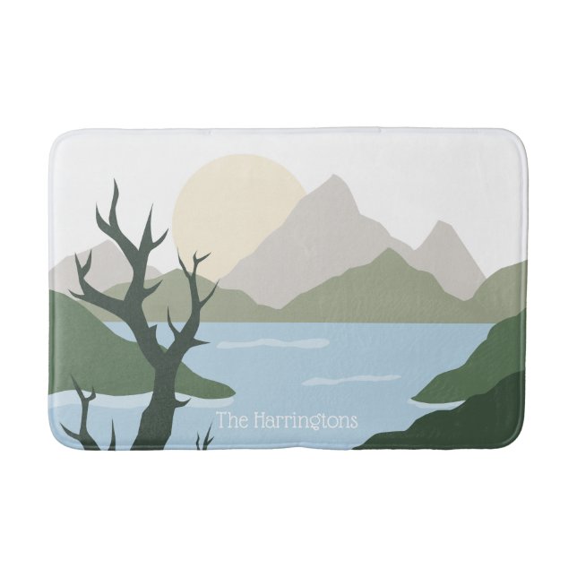Custom Name Nature Illustration Bath Mat (Front)