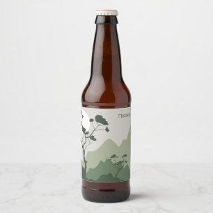 Custom Name Nature Illustration Beer Bottle Label