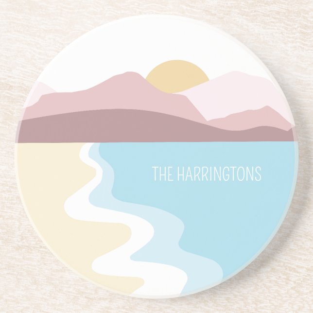 Custom Name Nature Illustration Coaster (Front)