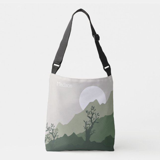 Custom Name Nature Illustration Crossbody Bag (Front)