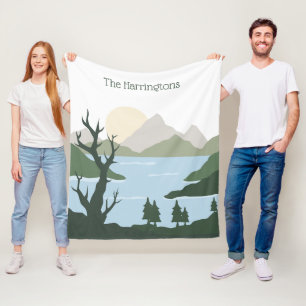 Custom Name Nature Illustration Fleece Blanket