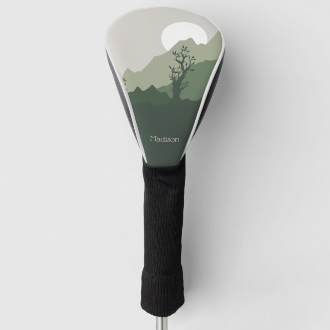 Custom Name Nature Illustration Golf Head Cover (Front)