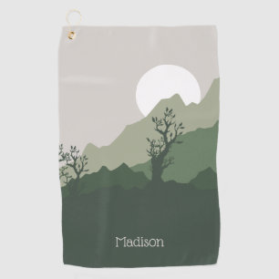 Custom Name Nature Illustration Golf Towel