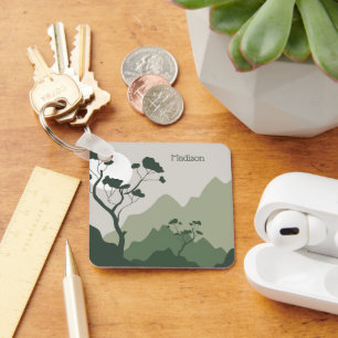 Custom Name Nature Illustration Key Ring