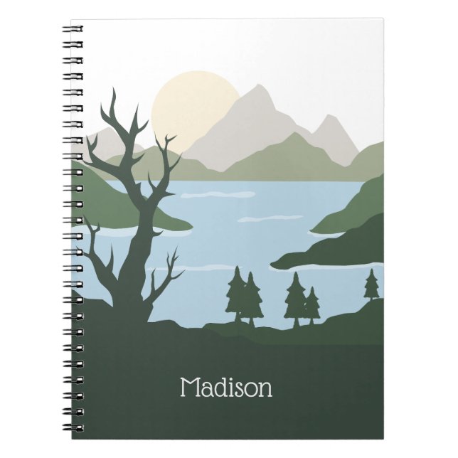 Custom Name Nature Illustration Notebook (Front)