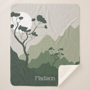 Custom Name Nature Illustration Sherpa Blanket