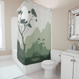 Custom Name Nature Illustration Shower Curtain