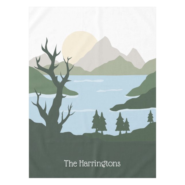 Custom Name Nature Illustration Tablecloth (Front)