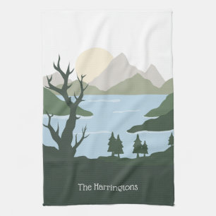 Custom Name Nature Illustration Tea Towel