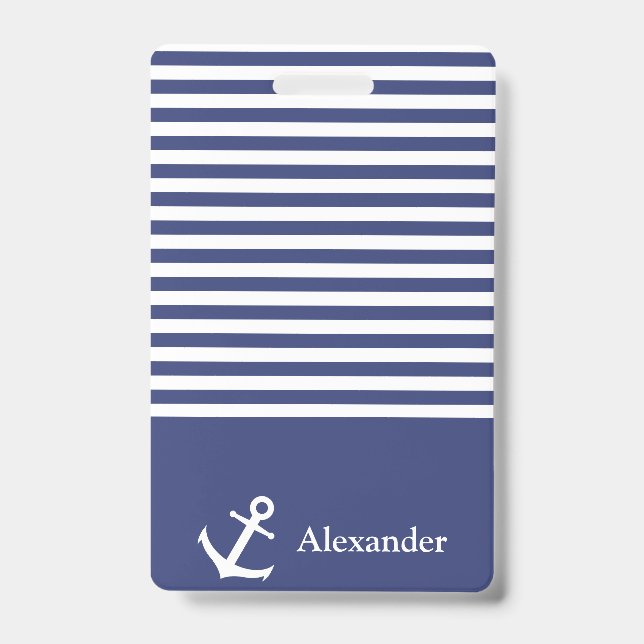 Custom Name Nautical Anchor Badge ID Badge (Front)
