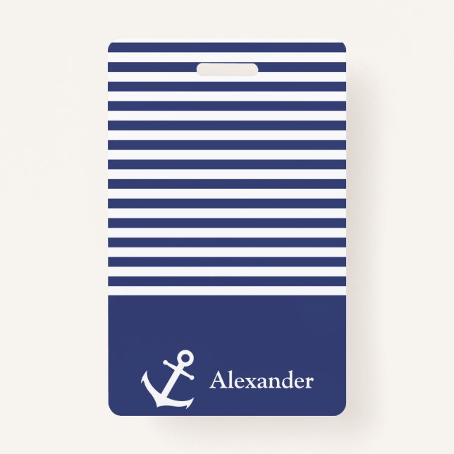 Custom Name Nautical Anchor Badge ID Badge (Front)