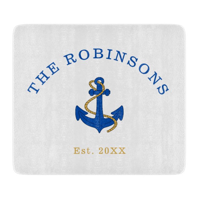 Custom Name Nautical Anchor Cutting Board (Front)