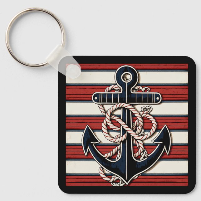 Custom Name Nautical Anchor Key Ring (Front)