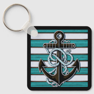 Custom Name Nautical Anchor Key Ring