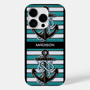 Custom Name Nautical Anchor Pattern Case-Mate iPhone 14 Pro Case