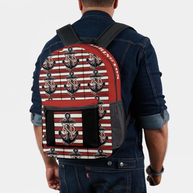 Custom Name Nautical Anchor Printed Backpack (Insitu (Model))