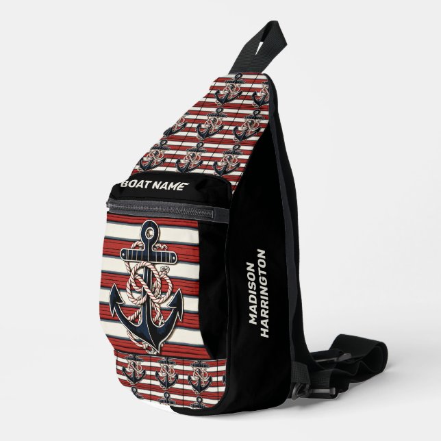 Custom Name Nautical Anchor Sling Bag (Right Corner)