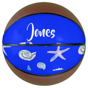 Custom name nautical print on blue basketball
